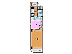 シティガーデン南通2号棟 1Kの間取図画像