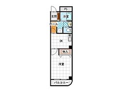 シティガーデン南通2号棟 1DKの間取図画像