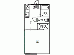 タウニィ宮田A棟 1Kの間取図画像