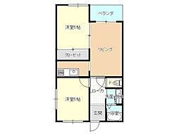 ロイヤルハイツ 2DKの間取図画像