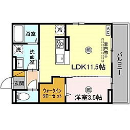 プア メリア 3階1LDKの間取り