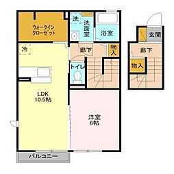 Arietta 2階1LDKの間取り