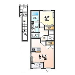 (仮)大塚町新築アパートA棟 2階1LDKの間取り