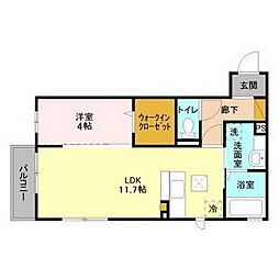 パークドオートム　Ａ 3階1LDKの間取り