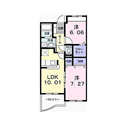 ブローテ 1階2LDKの間取り