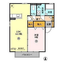 パストラーレ 2階1LDKの間取り