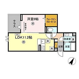 プロスター元山町 101 1階1LDKの間取り