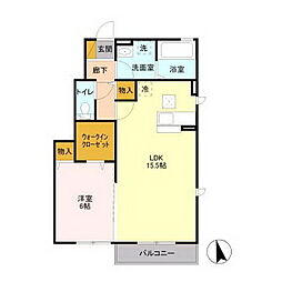 パークドプランタン　G 1階1LDKの間取り