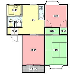 プルミエールホリ 2階3DKの間取り