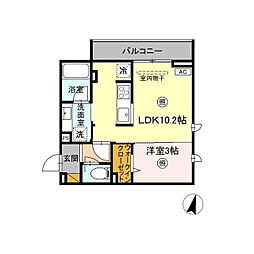 プラデーラ 2階1LDKの間取り