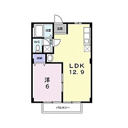 ファミール大関 2階1LDKの間取り