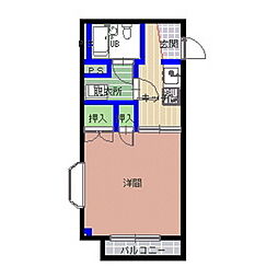 アビックＭ1 3階1Kの間取り