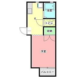ピエスコシェット 2階1Kの間取り