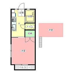 コーポフルサワ 2階1Kの間取り