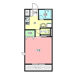 アビックＭ2 4階1Kの間取り