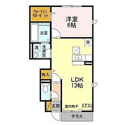 セレーノ 1階1LDKの間取り
