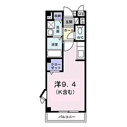 レフィナードＡ 2階ワンルームの間取り