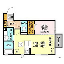 ティアラ　中丸 1階1LDKの間取り