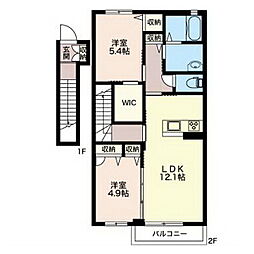 ピュアステージ 2階2LDKの間取り