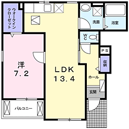 ベルフォー 1LDKの間取図画像