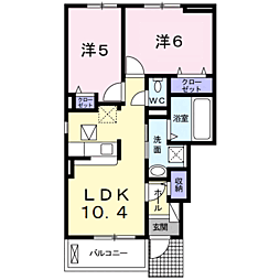 マルカコーポB 2LDKの間取図画像