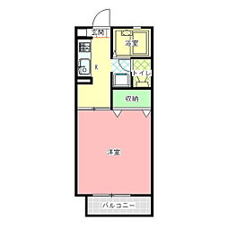 久保田ハイツ2 1Kの間取図画像