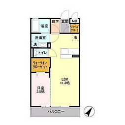 パークドプランタンB 1LDKの間取図画像