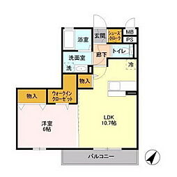 パークドプランタンA 1LDKの間取図画像