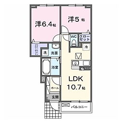 グレースヒルズ 2LDKの間取図画像
