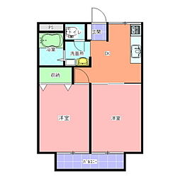 パークハイツ第2 2DKの間取図画像