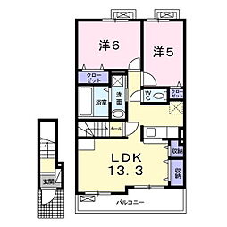 マルカコーポB 2LDKの間取図画像