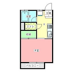 久賀谷コーポB 1Kの間取図画像