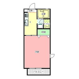 ライトハウス 1Kの間取図画像
