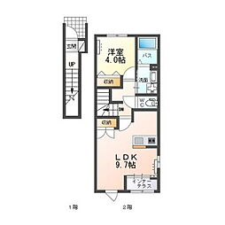 仮)水戸市見川5丁目新築アパート 1LDKの間取図画像