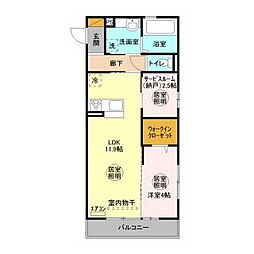グランディール見川B 1LDKの間取図画像