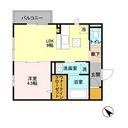 パークドオートムB 1LDKの間取図画像