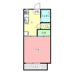 メゾン・リバーグリーンB 1Kの間取図画像