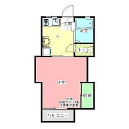 沢建コーポ 1Kの間取図画像