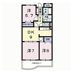 リバーシャトー 3DKの間取図画像