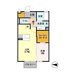 ダイマーレ 1LDKの間取図画像