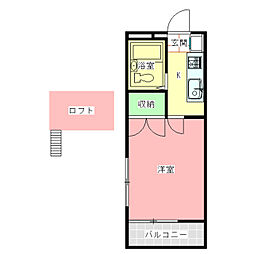 佐川ハイツB棟 1Kの間取図画像