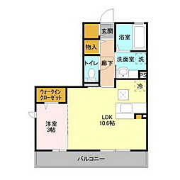 パークドオートムC 1LDKの間取図画像