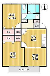 ドリームハイツカワセ2 3DKの間取図画像