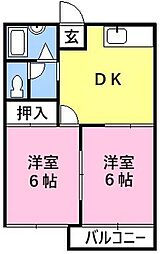 サンシティーM 2DKの間取図画像