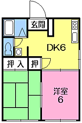 サニーフラットT 2DKの間取図画像