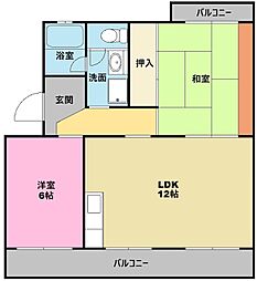 コンフォートシバタ1 2LDKの間取図画像