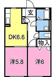 ドミールS 2DKの間取図画像