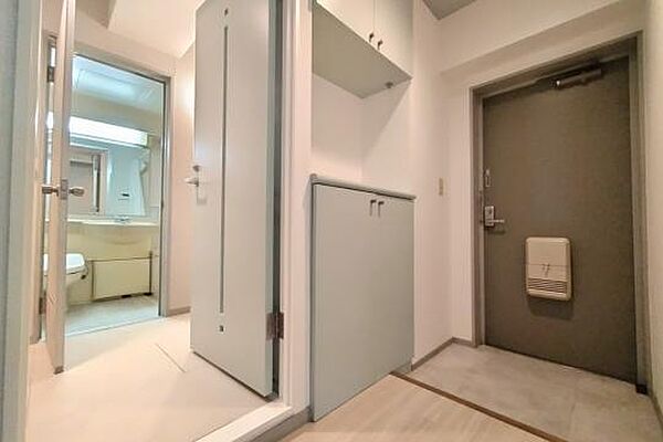 玄関収納建具などペールトーンで優しい印象です