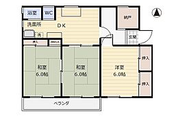 山田ハイツA 3SDKの間取図画像