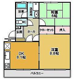 メゾンエクセリア 2DKの間取図画像